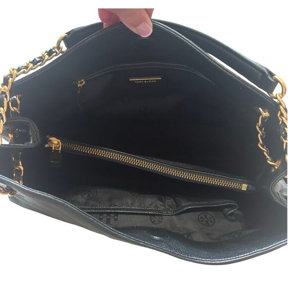 Tory Burch Britten Triple Compartment Leather Tote Black - Picture 5 of 7